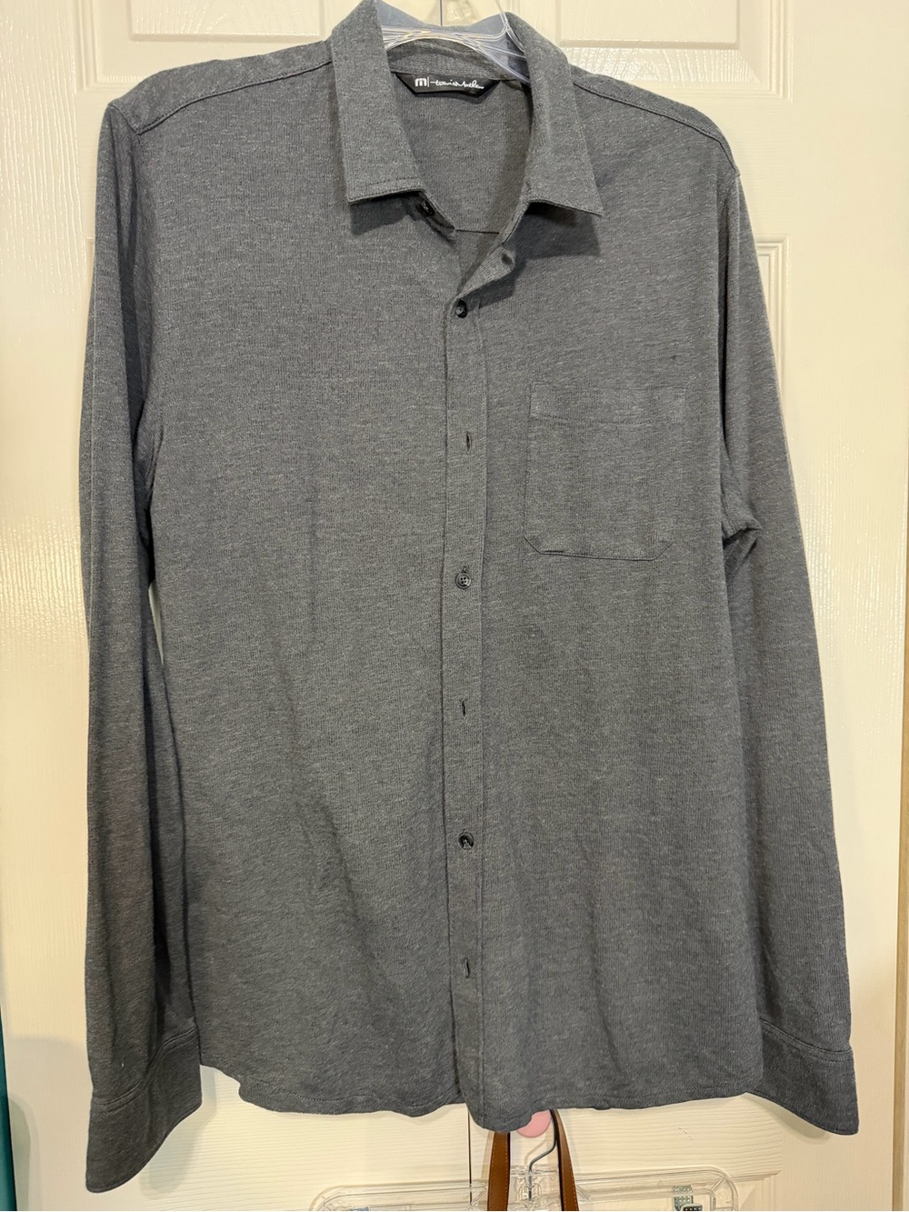 Travis Mathew Heather Gray Long-Sleeve Button Down Shirt